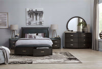 Chamois 6-Piece Queen Bedroom Set - Charcoal